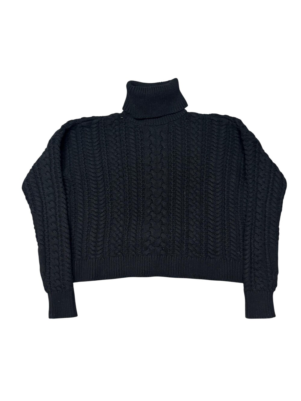 Lauren Ralph Lauren Sweater Womens Large Black Chunky Cable Turtleneck Pullover